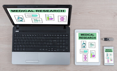 Medical research concept on different devices