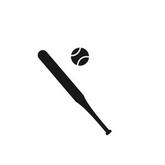 Baseball bat and ball icon illustration