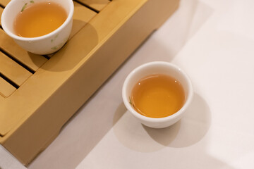 Chinese tea cups on the dining table