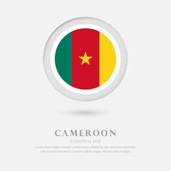 Abstract happy national day of Cameroon country with country flag in circle greeting background