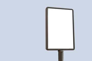 Blank billboard mock up; isolated on the blue background. Blank advertising billboard with copy space for text