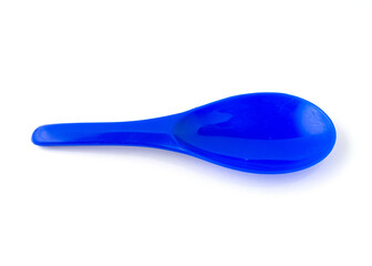 Blue color of plastic spatula isolated on white background.
