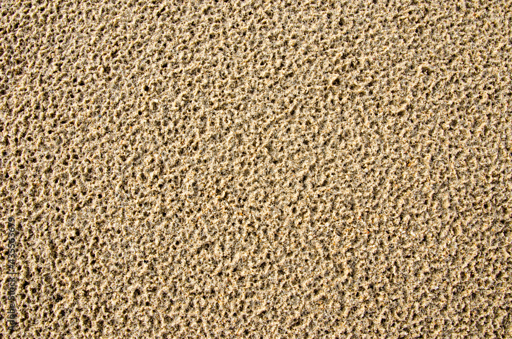 Wall mural image of the surface of the sand after rain has porous rain marks