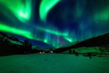 Foto op Plexiglas aurora over the lake © Dieter