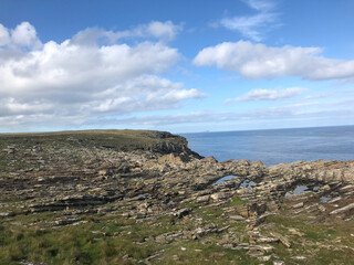 Orkney Isles Landscape Liddel with Rocks and Sea