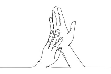 Continuous one line of applying cream on hands in silhouette. Linear stylized.Minimalist. Beauty concept