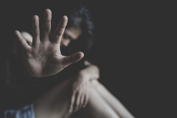Fototapeta premium Stop sexual harassment and violence against women, rape and sexual abuse concept, The concept of stopping violence against women and rape. International Women's Day