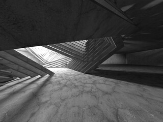 Abstract architecture background. Empty rough concrete interior