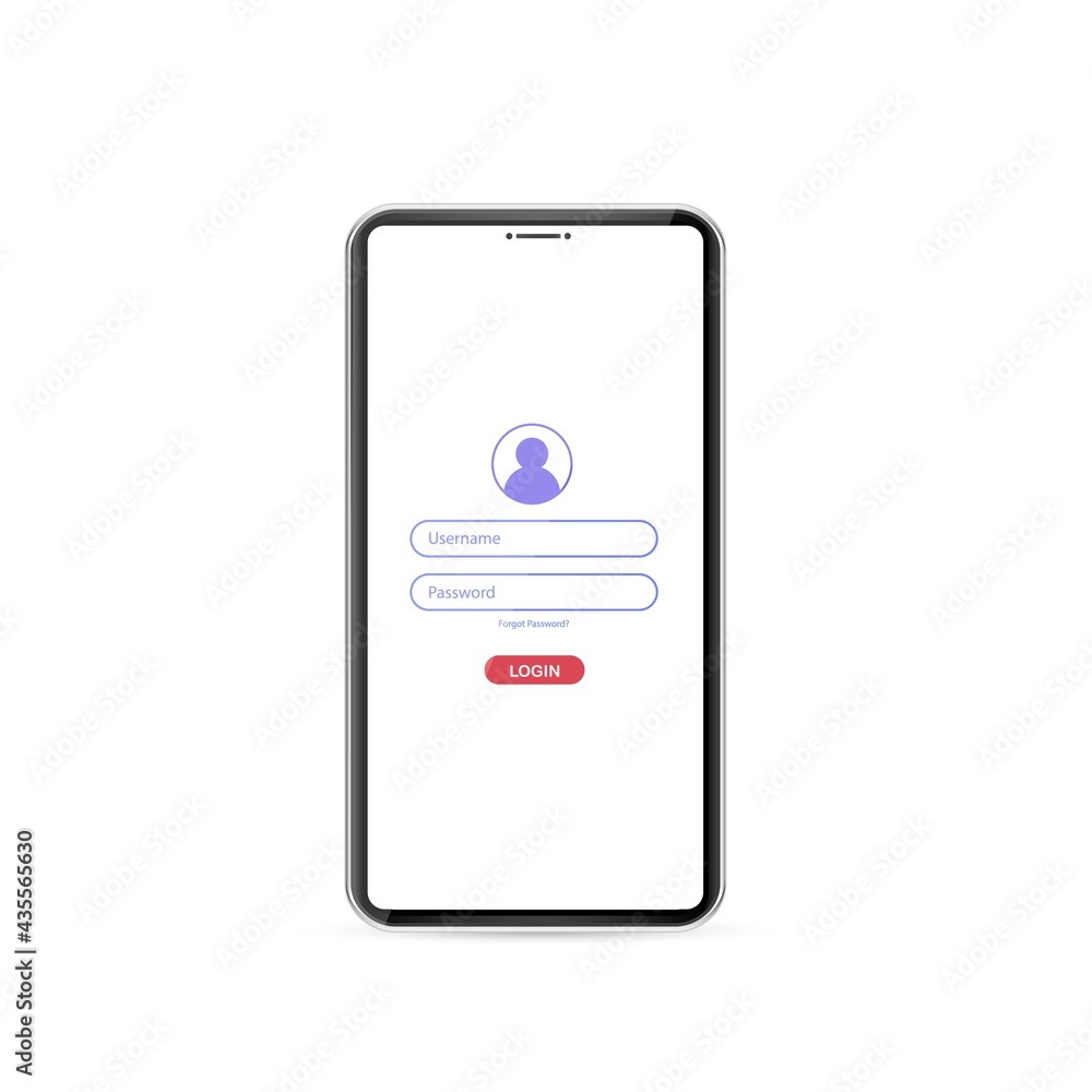 Poster log in screen. mobile application interface, registration form with login and password fields. websi