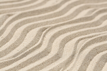 Fototapeta na wymiar wavy sand texture in narrow focus and blurring