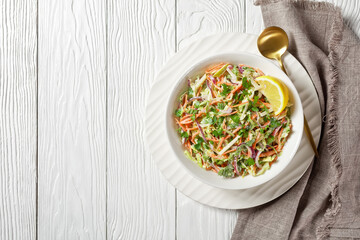 juicy low calorie coleslaw salad, top view