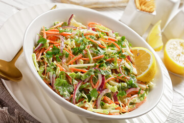 juicy low calorie coleslaw salad, top view
