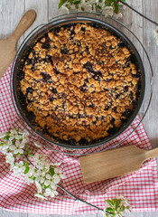 Homemade cherry pie with crumbles