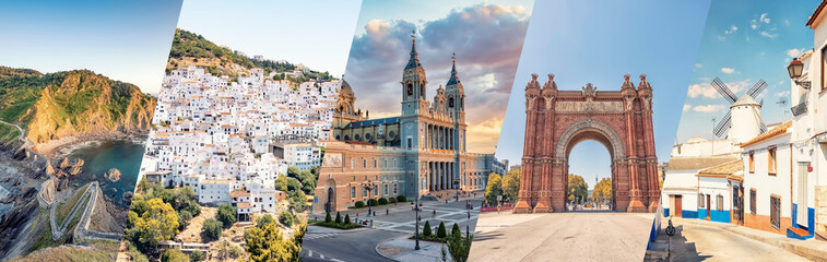 Spain famous landmarks collage
