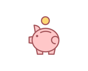 Money pig flat icon.