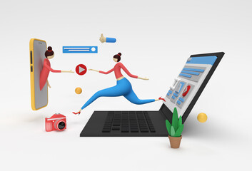 Creative 3D Render Web Development Deal Banner, Marketing material, presentation, online advertising.