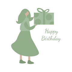 Cute vector illustration of a woman characters celebrating Birthday.