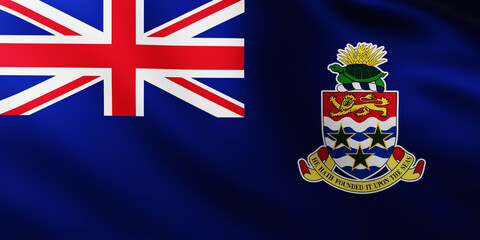 Large Flag of Cayman Islands fullscreen background in the wind © ShkYo30