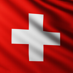 Obraz premium Large Flag of Switzerland fullscreen background in the wind