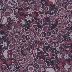 Paisley Ornamental seamless pattern. kalamkari vector fabric background