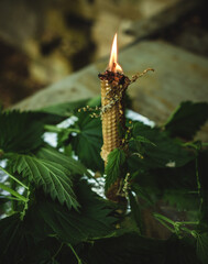 Wicca nature magic. Candle for cleaning aura , magic rituals and wax casting, energy clean. Altar...