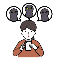 A woman in trouble with her smartphone