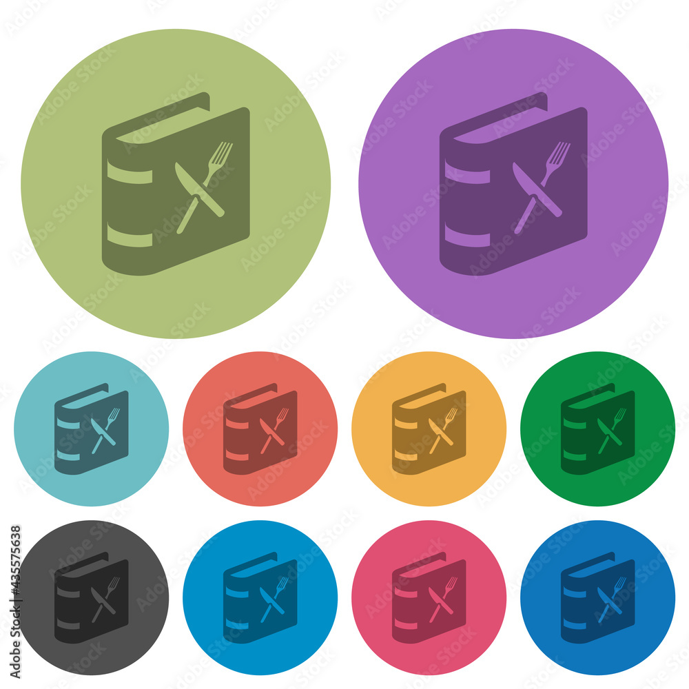Poster cookbook with knife and fork color darker flat icons