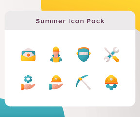 labour day icon icons set collection package white isolated background with flat color style
