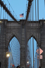 A suspension bridge in New york. Lovers enjoy this place... and tourists too.