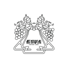 Art Nouveau Wine Label Vector