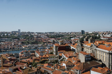Fototapeta na wymiar view of the town in Porto, Oporto, Portugal from the top of a tower