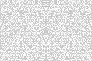 Seamless pattern with magic flowers and leaves.