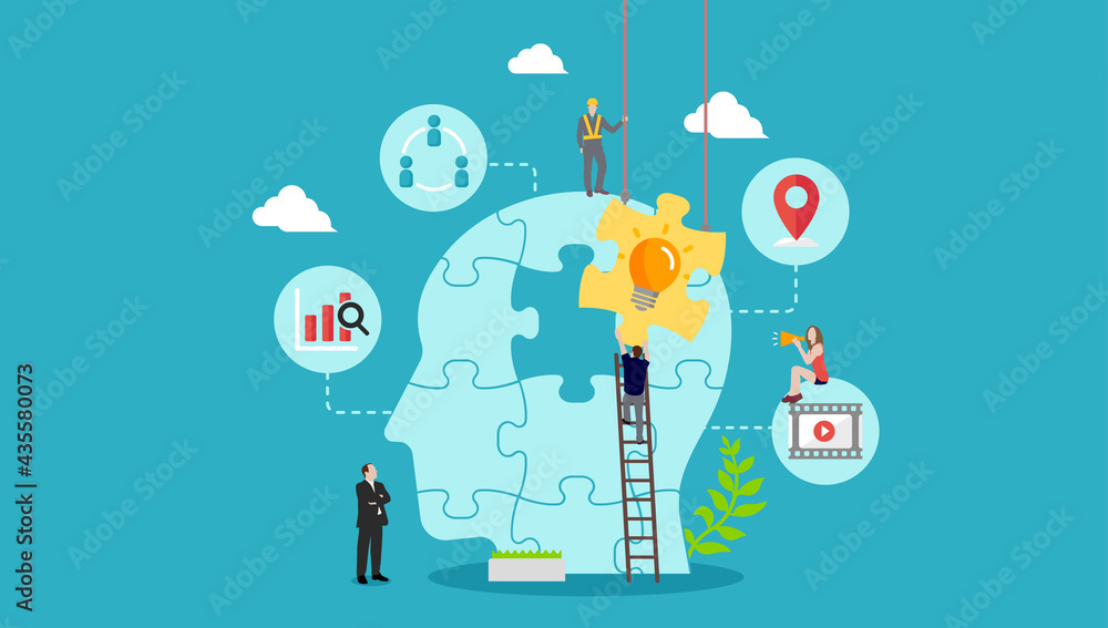 Wall mural business concept ( new idea, imagination, inspiration ) vector banner illustration