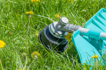 mowing the grass