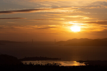 Obraz premium sunset over the river