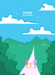 Fototapeta na wymiar Relaxed summer background illustration collection 
