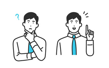 働く男性社員の表情セットイラスト素材