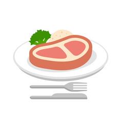 Steak, beef, dinner vector  icon illustration