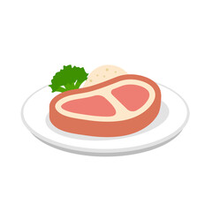 Steak, beef, dinner vector  icon illustration