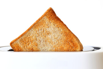 A delicious piece of bread popped out of the toaster. Selective focus. 