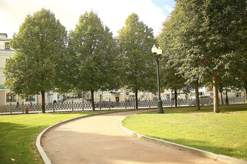 summer park landscape / seasonal view, green trees in summer, concept nature walk, ecology, eco