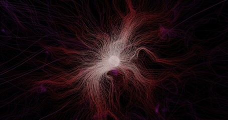 Glowing threads in dark space 3d illustration