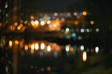 lights in the night, blurred, evening lights, inspiration moment, lights of the river and buildings at night
