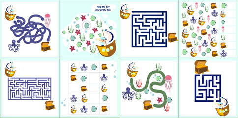 I spy. Maze. Kids mini game for development.