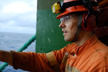 Offshore worker on offshore unit