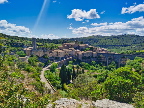 View on the medieval village of Minerve, south of France. 