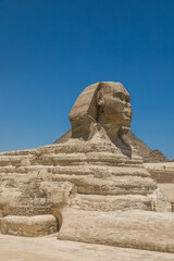 Great sphinx and pyramids of ancient Egypt in Giza, Cairo