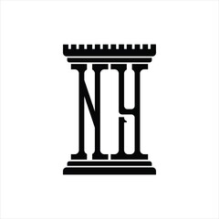NY Logo monogram with pillar shape design template - obrazy, fototapety, plakaty