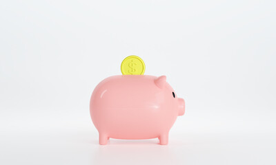 3d render 3d illustration coin coin piggy bank family saving money copy space