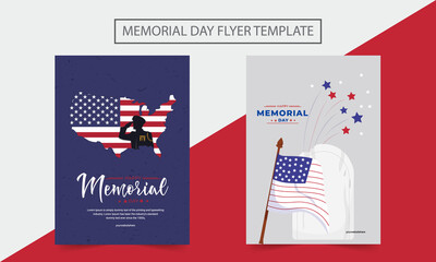 Set of Veterans Day brochure, poster templates in USA flag style. Memorial Day Flyer templates. Beautiful design and layout.